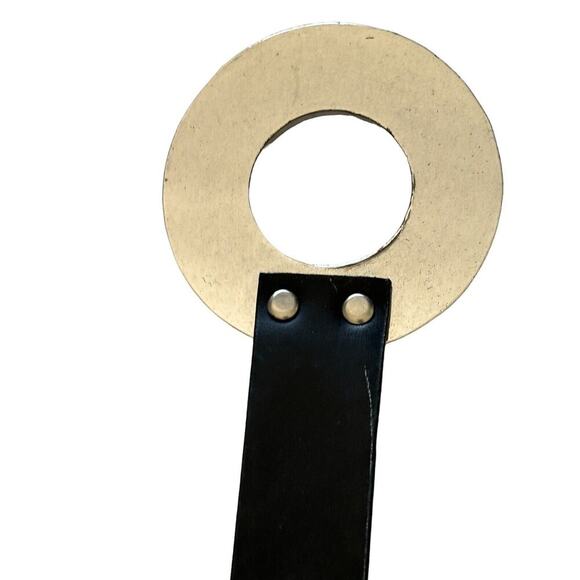 CHICO'S Women's Black Leather Large Circle Buckle Belt Size S/M With Hook - Picture 6 of 8